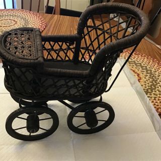 Vintage Thomas Pacconi Victorian Style Wood Wicker Doll Stroller/buggy/ Carriage