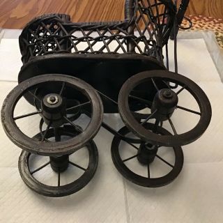 Vintage Thomas Pacconi Victorian Style Wood Wicker Doll Stroller/Buggy/ Carriage 3