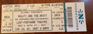 Beauty And The Beast Broadway Ticket Theatre Final Performance On Broadway