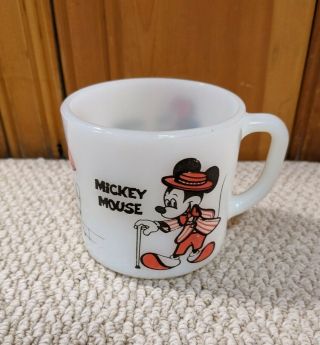 Vintage Oven Proof Minnie And Mickey Mouse White Glass Mug Disney Coffee Usa