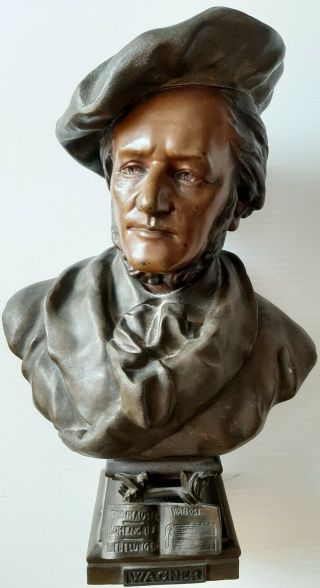 Vintage Bronze Bust Of Classical Musical Composer Wilhelm Richard Wagner
