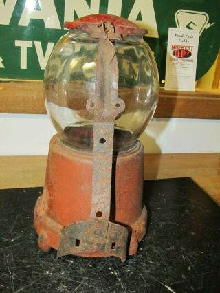 Vintage Advance Cast Iron 1 Cent Gumball Machine For Restoration,  T.  V.  B.  Decal 3