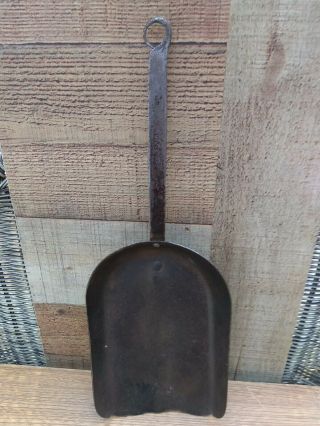 Primitive Ash Coal Shovel Antique Hand Forged Fireplace Hearth Tool Signed L&g 2
