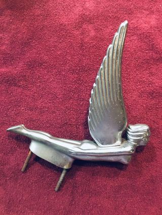 Vintage Art Nouveau Chrome Metal Flying Lady Hood Ornament Ford Chevy Dodge Car