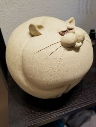Fat Cat Piggy Bank Art Pottery Large