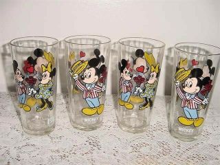 4 Mickey Mouse Minnie 1978 Pepsi Collector Glasses Walt Disney Birthday