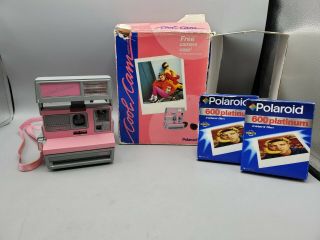 Vintage Polaroid Cool Cam Instant Land Camera Pink & Gray W/ Box & Film