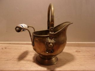 Vintage Mini Brass Scuttle Lions Head Coal / Ash Bucket 5 Inches Tall