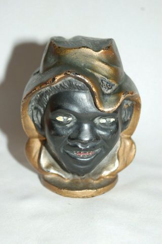 Cast Iron " Large Two Faced Black Boy (with Twist Pin) " Still Bank