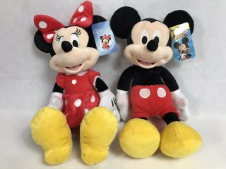 Disney Mickey And Minnie Mouse Plush 15”set With Tags.