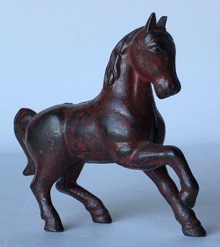 Antique Vintage 1920s Cast - Iron Prancing Horse Still Bank Paint