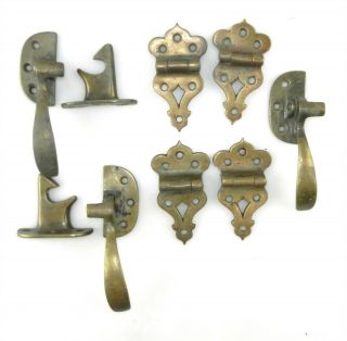 Antique Brass Ice Box Hardware Parts For 2 Doors T17