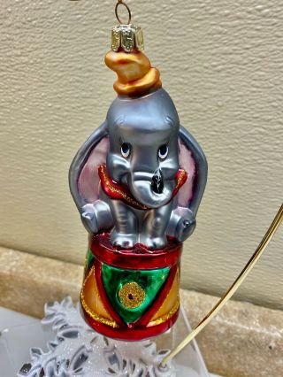 Disney’s Dumbo Elephant Christmas Ornament European Style Mouth Blown Glass 1999