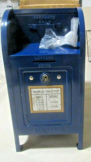 Vintage Us Postal Service Mailbox Steel Bank W/key Brumberger Co 9 "