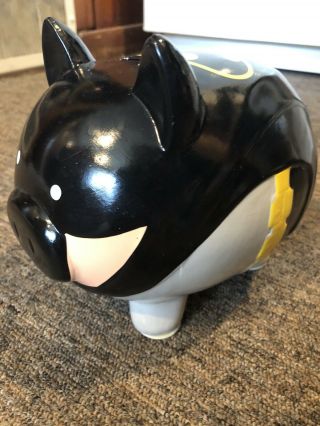 Batman DC Comics Ceramic Coin Piggy Bank With Stopper Chip By Coin Slot See Pic 2