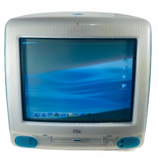 VINTAGE 1998 Apple iMac Blueberry Royal Blue Desktop Computer Monitor M4985 15 
