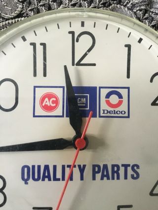 Vintage GM AC Delco Quality Parts Clock Sign Dealer 2