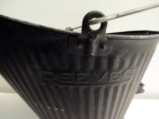 Vintage Galvanized 17 Reeves Coal / Ash Bucket Fireplace Hog Scuttle 3