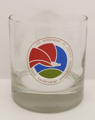 Vintage Dea Drug Enforcement Administraton Doj Whiskey Rocks Cocktail Glass F37