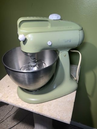 Kitchenaid Vintage Stand Mixer Model 4c Hobart 4 - C Green Stainless Bowl Whisk