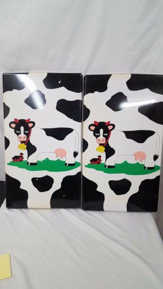 Vintage Tin Cow Stove Covers