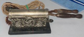 C 1900 Antique Elect.  Curling Iron Heater.  Simplex Elect.  Co.  Boston Usa