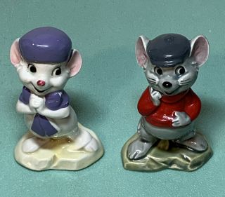 Disney The Rescuers Bernard And Miss Bianca Ceramic Mice Figurines - Unmarked