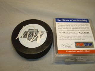 Luc Robitaille Signed Los Angeles Kings Vintage Hockey Puck Auto.  Psa/dna 1b