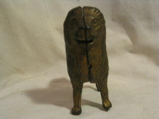antique cast iron lion jungle cat wild animal statue piggy bank metal decor 2
