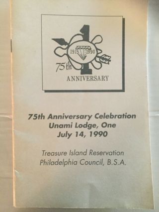 Unami Lodge Oa 75th Anniversary Celebration Program Book Treasure Island