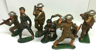Vintage Lionel Barclay Manoil Lead Soldiers Wwi With Weapons (set Of 8)