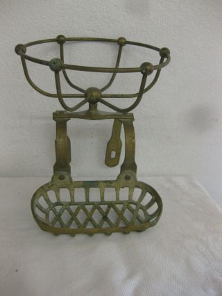 Antique Brass Soap & Sponge Holder For Claw Foot Bathtub