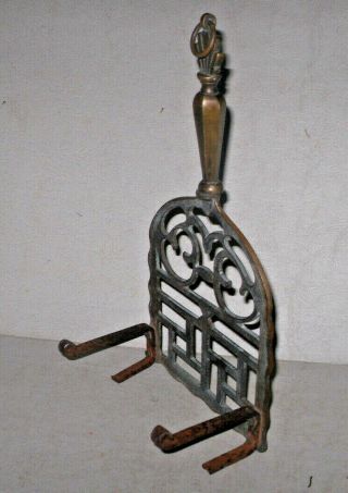 Antique Early English Brass Iron Trivet Fireplace Hearth Kettle Stand England