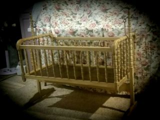 Vintage Wood Jenny Lind Swinging Cradle Baby Bed Crib Bassinet