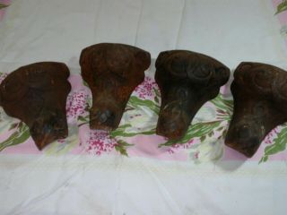 4 Ornate Matching Antique Cast Iron Stove Feet Legs Acme Oak 216 Sears Roebuck