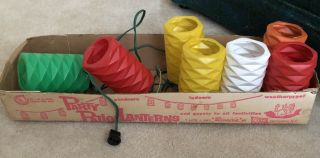 Vintage Tiki Patio Lanterns Lights Camp Plastic Blow Mold Nos Box