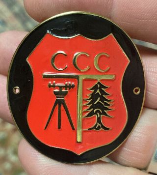 Black Enamel Ccc Civilian Conservation Corps Walking Stick Hiking Medallion