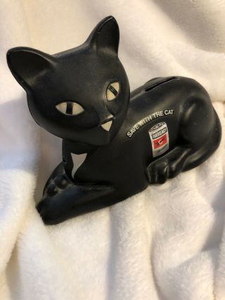Vintage 1981 Eveready Battery Black Cat Bank " Save With The Cat "