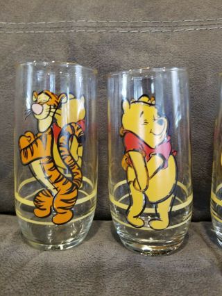 Set Of 4 Winnie The Pooh Glass Tumblers Tigger On Reverse 2