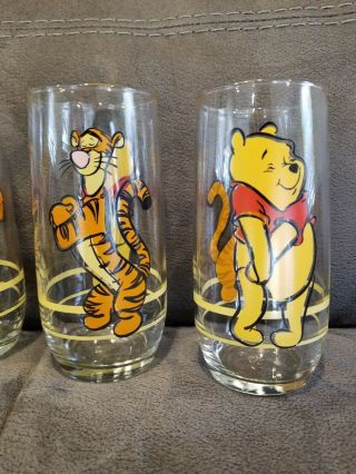 Set Of 4 Winnie The Pooh Glass Tumblers Tigger On Reverse 3