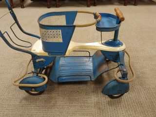 Vintage Taylor Tot Metal Stroller Walker Orginal 1950s Blue With Fenders