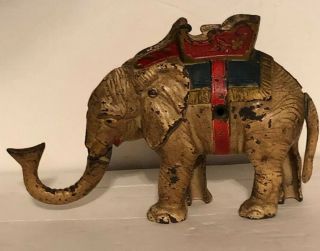 Antique Cast Iron Circus Elephant Mechanical Bank Paint Parts Repair