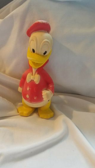 Sun Rubber Company Barberton,  Ohio - 10.  5” Donald Duck Squeak Toy Red
