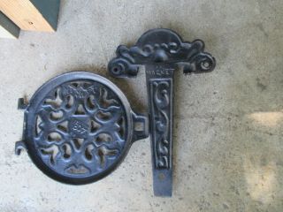 Cast Iron Warming Shelf and Bracket Antique Wood Stove Parts Cook Stove 3