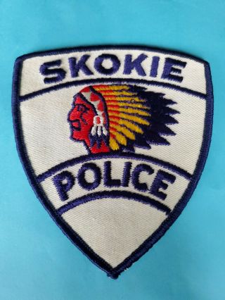 Old Skokie Illinois Police Patch Vintage Il Tribal Indian Chief On Felt