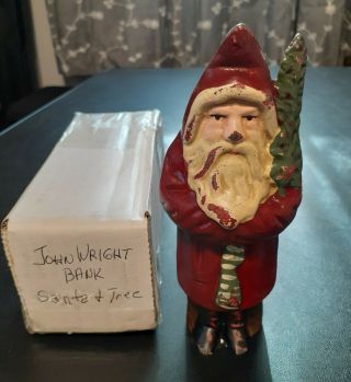 John Wright Santa With Tree Cast Iron Still Bank.  1963.  With 2 Bonus Banks
