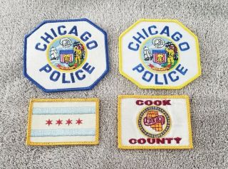 Chicago Illinois Police Patch Set,  City Flag & Cook County Patches