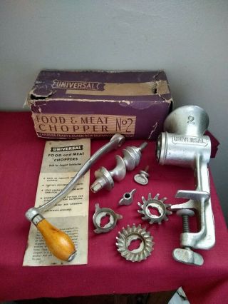 Vintage Universal No.  2 Meat Grinder/food Chopper With Box (read)