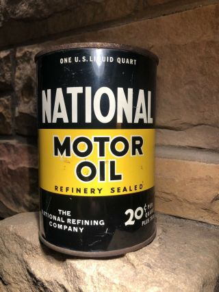 Vintage National Motor Oil Can One Quart