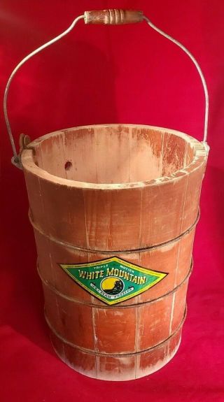 Vintage Large 4 Qt.  White Mountain Ice Cream Freezer Wood Bucket Only